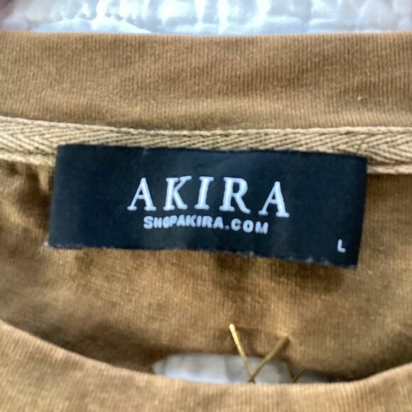 AKIRA Freedom Oversized Tee Size L Motorcycle Distressed Brown T-Shirt W/Chains - Picture 5 of 13